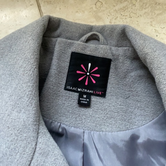 Isaac Mizrahi Live Soft Grey VEGAN “Wool” Pea Coat Medium - Picture 4 of 7